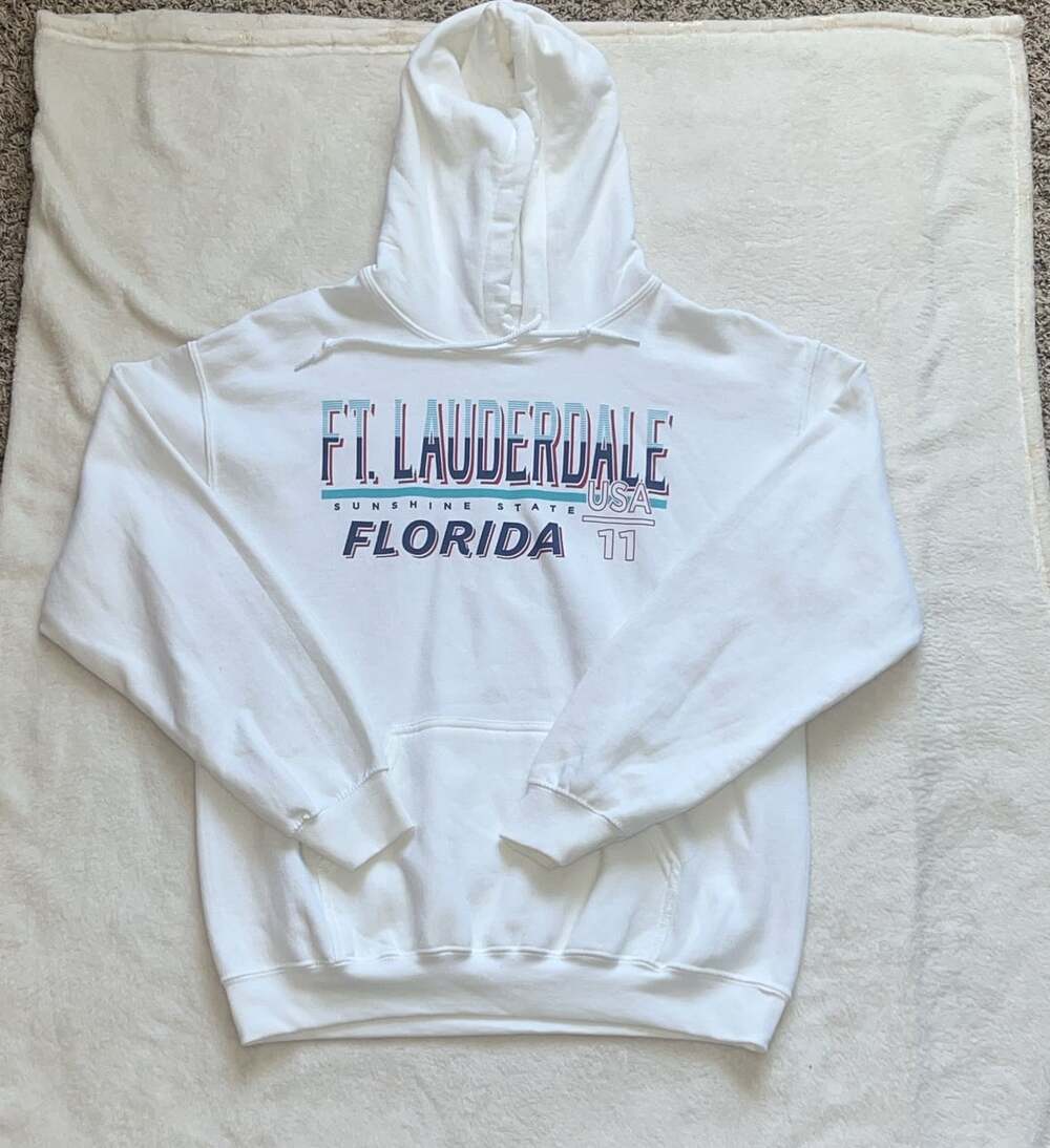 Gildan Ft Lauderdale Florida Hoodie Size M White Heavy Blend